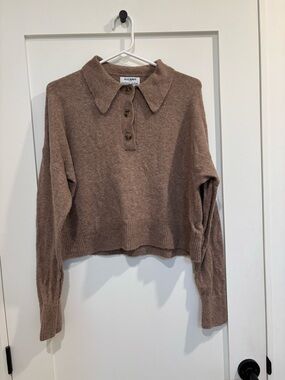 Old Navy Button-Front Polo Sweater and Pant Set in Warm Taupe